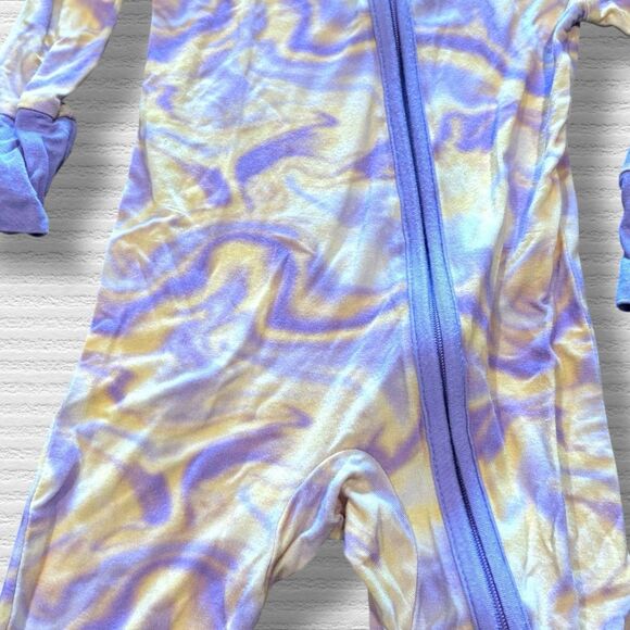 Seersucker Joey Peach And Purple Tie Dye Swirl Bamboo Pajama Footie 3-6 M - Picture 2 of 4